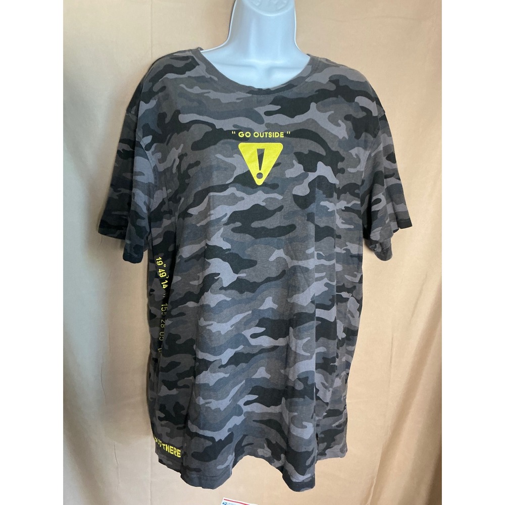 Brooklyn Cloth Graphic Tee Mens 2X Grey Camo Excellent Go Outside See The World